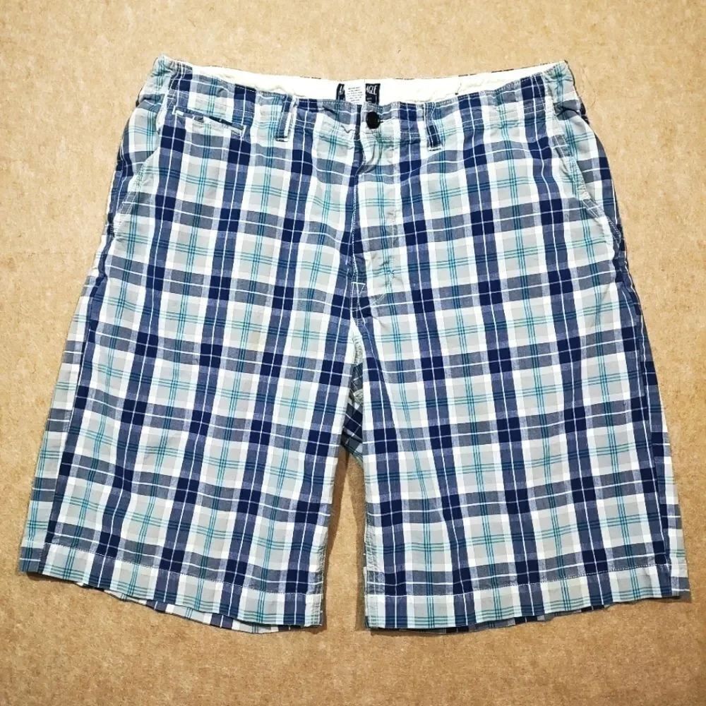 American Eagle Outfitters Men's Blue Plaid Chino Shorts #4